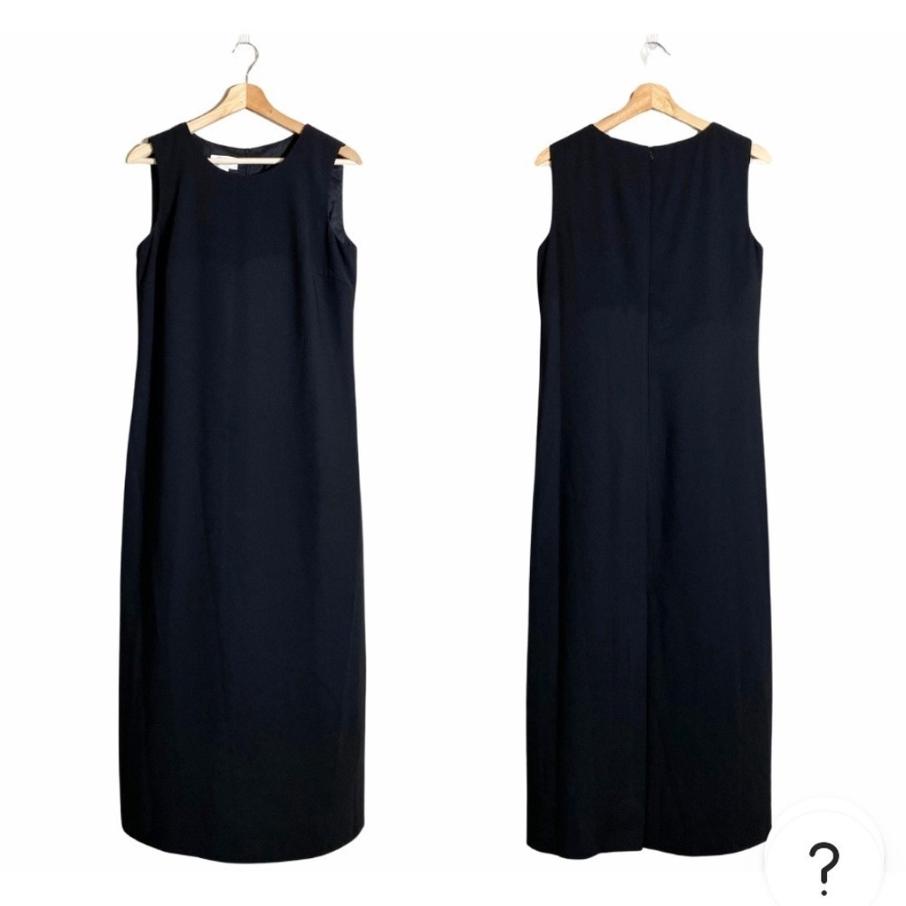Talbots Black Sleeveless Sheath Midi Dress Side Zip Pleated Back Size‎ 12